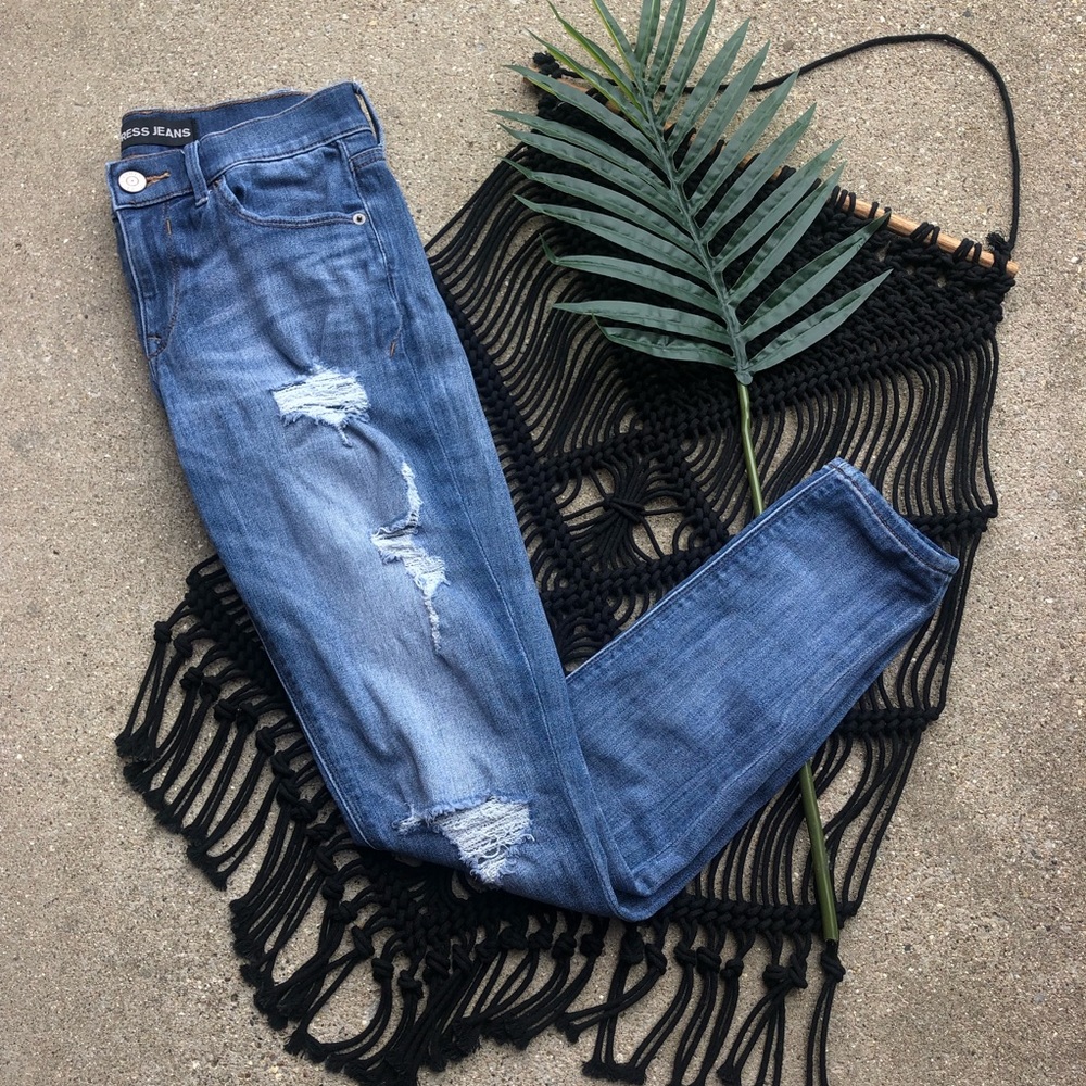 Express Distressed Skinny Jeans Size 4 - Legging Mid Rise
